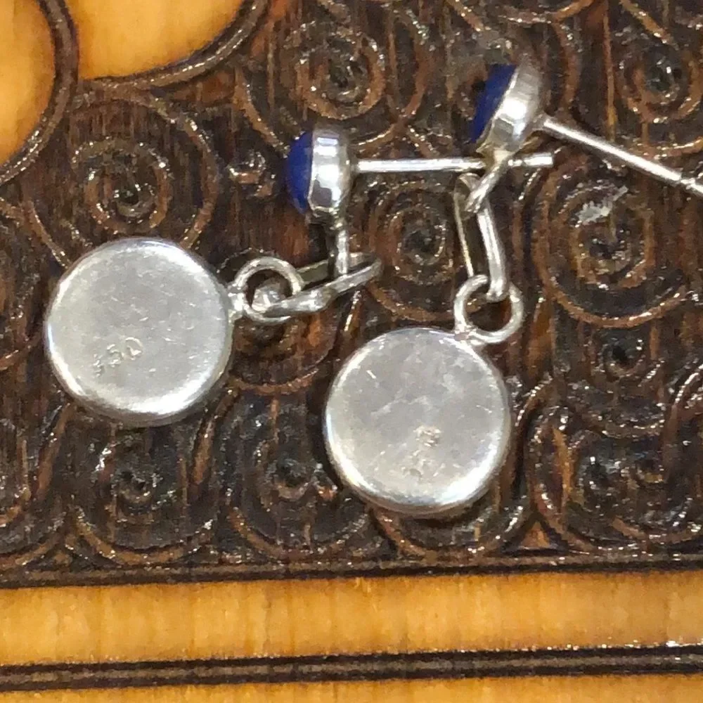 LAPIS LAZULI Sterling Silver 950 Drop Dangle Earrings